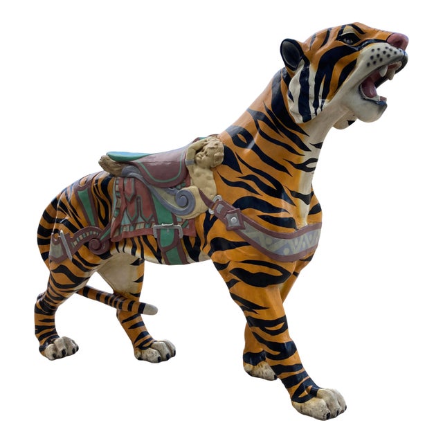 Large Scale d.c. Muller for Dentzel Company Reproduction Carousel Tiger in Cast Aluminum For Sale