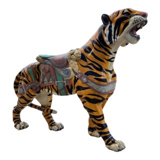 Mid 20th Century Large Scale D.C. Muller for Dentzel Company Reproduction Carousel Tiger in Cast Aluminum, Attributed For Sale