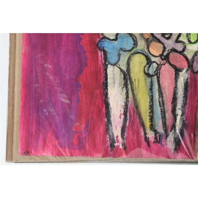 1970s Vintage Orignal Lucia Wilcox Gouache Mixed Median Abstract Nudes Painting Sketch For Sale - Image 5 of 7