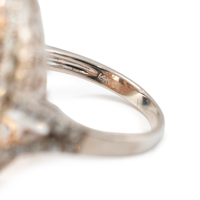 Silver Ladies 14k White & Rose Gold 11.35ctw Oval Morganite Halo Diamond Cocktail Ring, Size 6.75 For Sale - Image 8 of 10