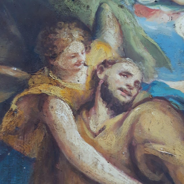 Ecstasy Figures Angels, 1800s, Oil on Panel and Wood, Framed For Sale - Image 5 of 14