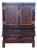 19th Century Chinese Red Lacquer Wedding Cabinet With Hand-Painted Chinoiserie Decoration For Sale