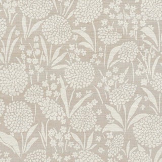 Schumacher Chrysanthemum Shimmer Wallpaper in Moonstone For Sale