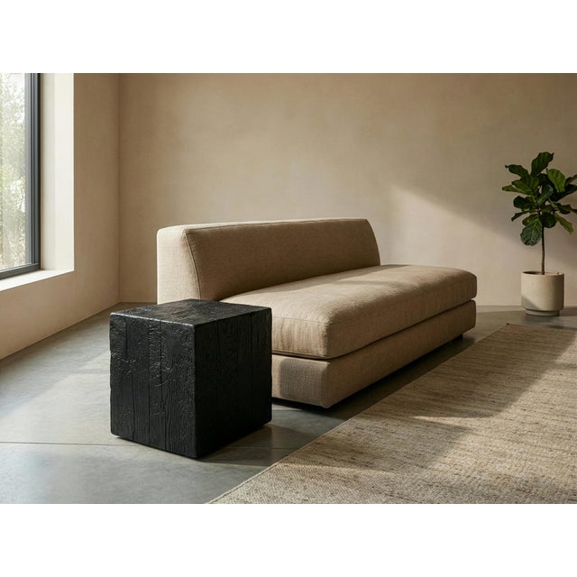 Shou Sugi Ban Burnt Solid Wood Cube End Table For Sale - Image 9 of 9