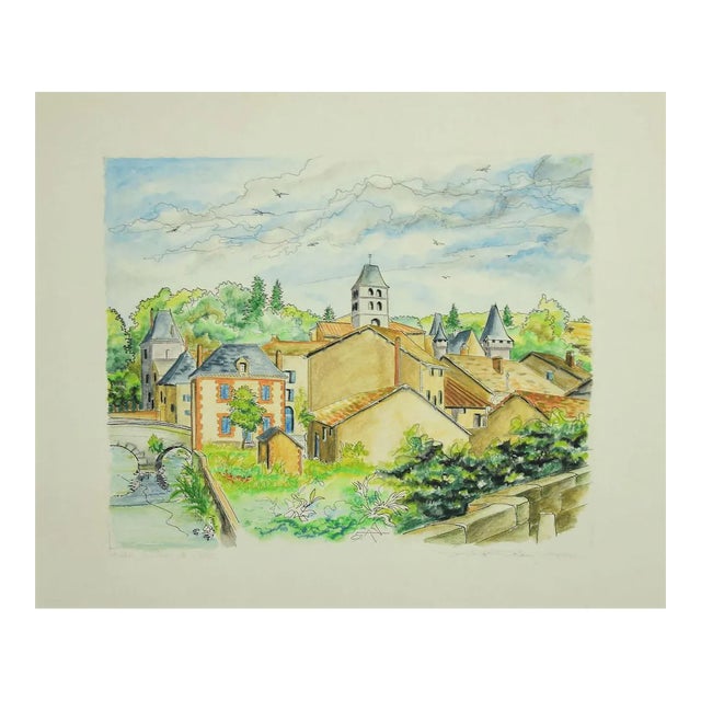 Andre Roland Brudieux, French Landscape, Etching, 1970s For Sale