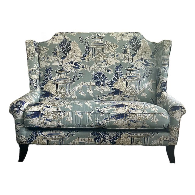 1980s Chinoiserie Custom Loveseat For Sale