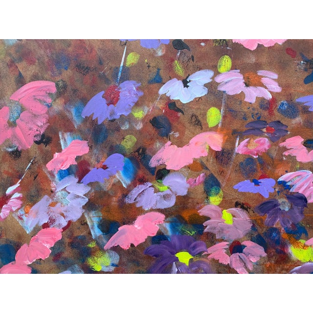 Abstract Pink & Purple Flowers Interior Design - Unique Original Art by British Contemporary Artist, 2001 For Sale - Image 12 of 13