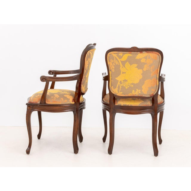 Louis XV Style Walnut Armchairs, Pair For Sale - Image 4 of 10