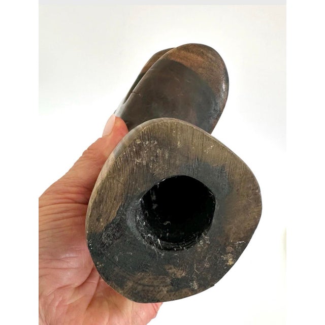 Brown Vintage Abstract Modern Wooden Head Bust Sculpture For Sale - Image 8 of 12