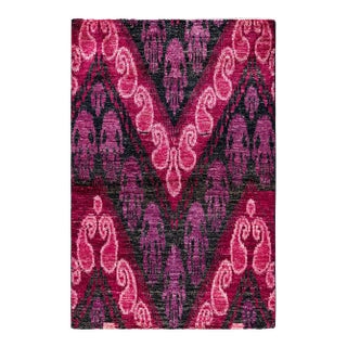 Modern, One-of-a-Kind Hand-Knotted Area Rug - Black, 4' 0" x 6' 0" For Sale