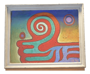 Amorophe Form, Oil on Cardboard, Framed, Monogrammed W.A. 75