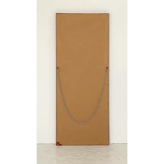 Brown English Rectangular Beveled Wall Mirror With Oak Frame (H 34 1/4 X W 13 1/2) For Sale - Image 8 of 8