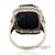 14k Two Tone Yellow and White Gold Blue Stone Ornate Floral Motif Ring, Size 5.25 For Sale - Image 4 of 13