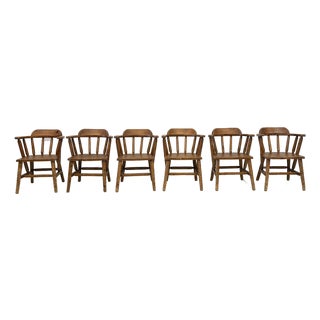 1940s Habitant, Bay City Mi, Knotty Pine Captain’s Chairs, Set of 6 For Sale