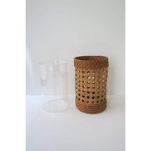 Wicker Cane Hurricane Candle Lamp For Sale - Image 4 of 9