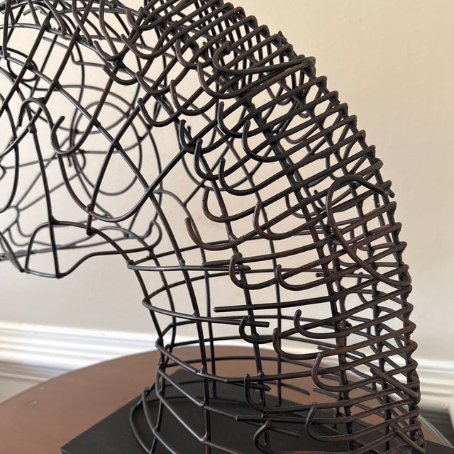 Wire Table Top Horse Sculpture Mounted on a Metal Base For Sale - Image 4 of 11