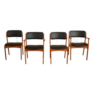 Set of 4 Erik Buch Teak Dining Chairs, Floating Seat Design, Denmark 1960s For Sale