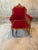2 Antique Red Velvet and Wood Regal Living Room Chairs For Sale - Image 11 of 11