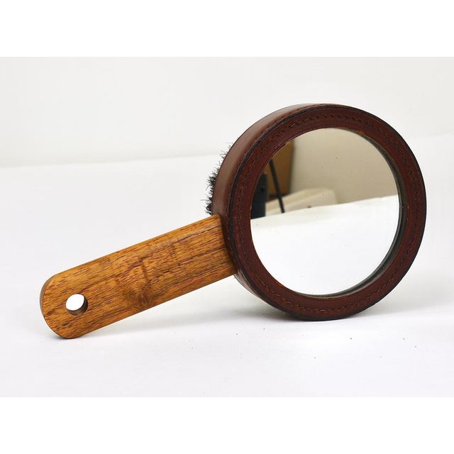 Austrian Hand Mirror in Walnut and Leather by Carl Auböck, 1950s For Sale - Image 6 of 18