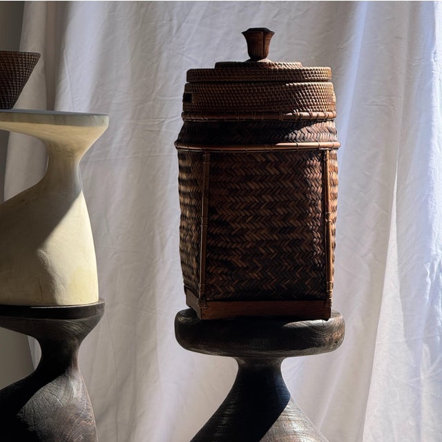 Large Indonesian Wicker Fishing Basket with Lid For Sale - Image 12 of 18