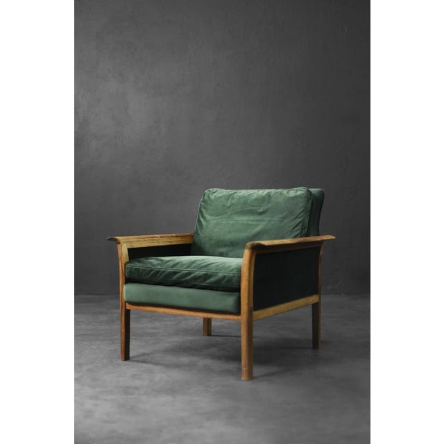 Vatne Møbler Vintage Norwegian Rosewood and Bottle Green Velour Sofa and Chair by Knut Sæter for Vatne Møbler, 1960s, Set of 2 For Sale - Image 4 of 18