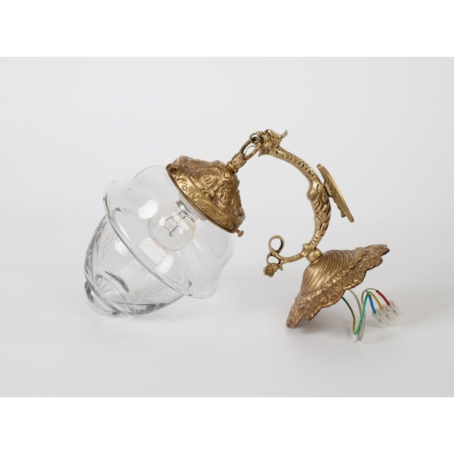 Spanish Revival 1950s Spanish Empire Cast Brass Dragon Sconces With Cut-Glass Acorn Shades - Set of 4 For Sale - Image 3 of 12