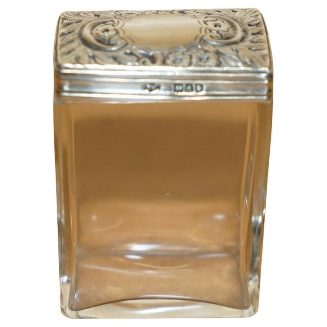 Antique Sterling Silver Perfume Bottle in Cut Glass Green & Clear Crystal from Frederick Wick & Sons, 1899 For Sale - Image 15 of 15