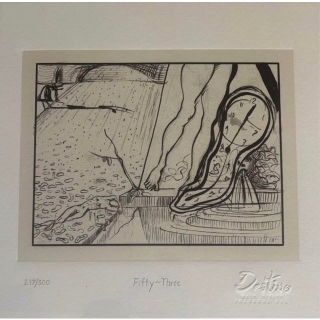 Rare Salvador Dali x Walt Disney numbered and signs print with embossed title. Ornamental frame in excellent condition