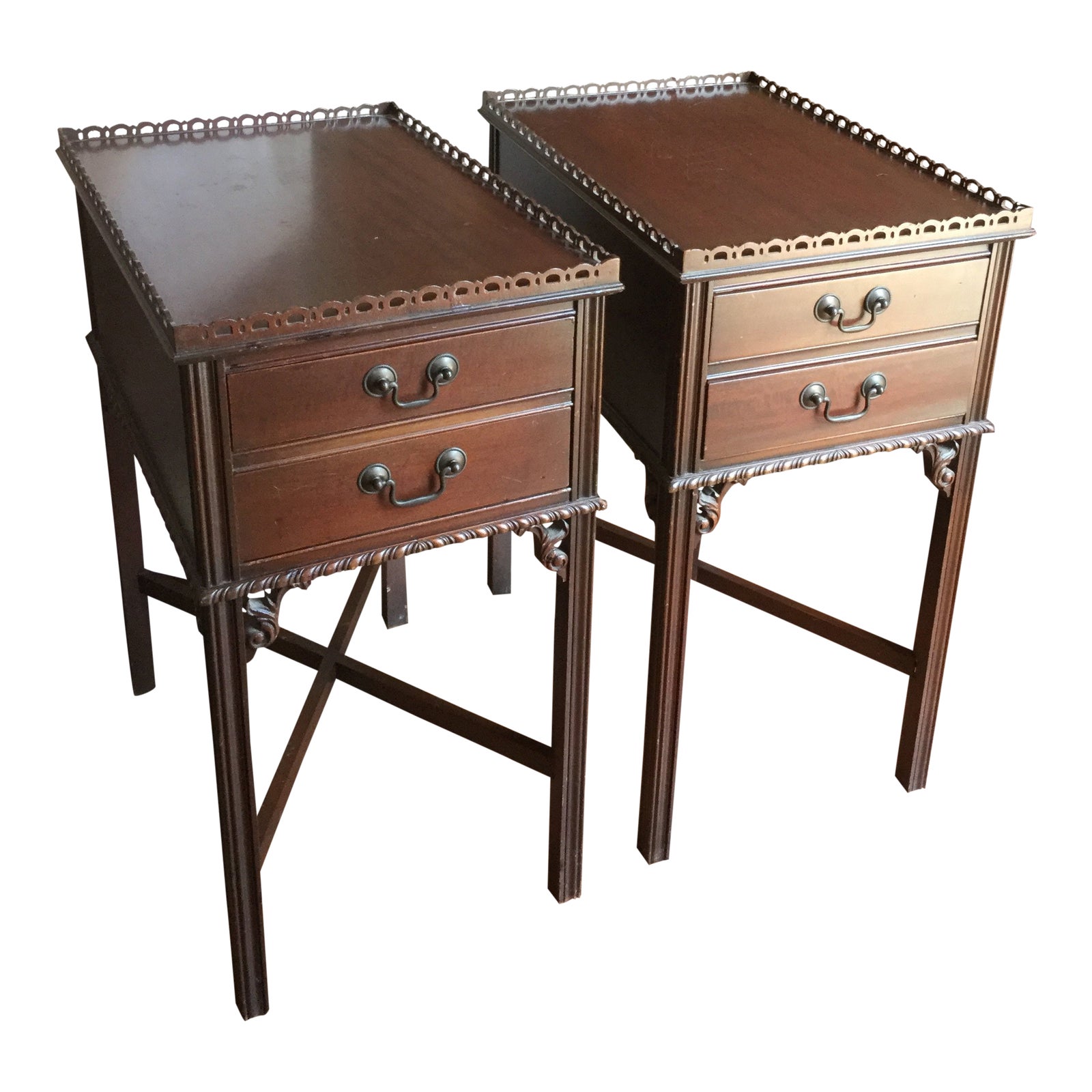 Antique Grand Rapids Mahogany Side Tables - a Pair | Chairish