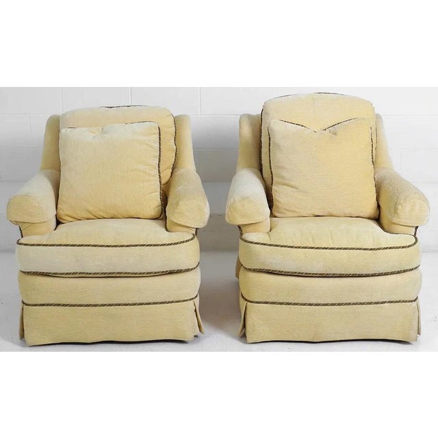 Sherrill Furniture Pair Sherrill Finely Upholstered Lounge Chairs For Sale - Image 4 of 9