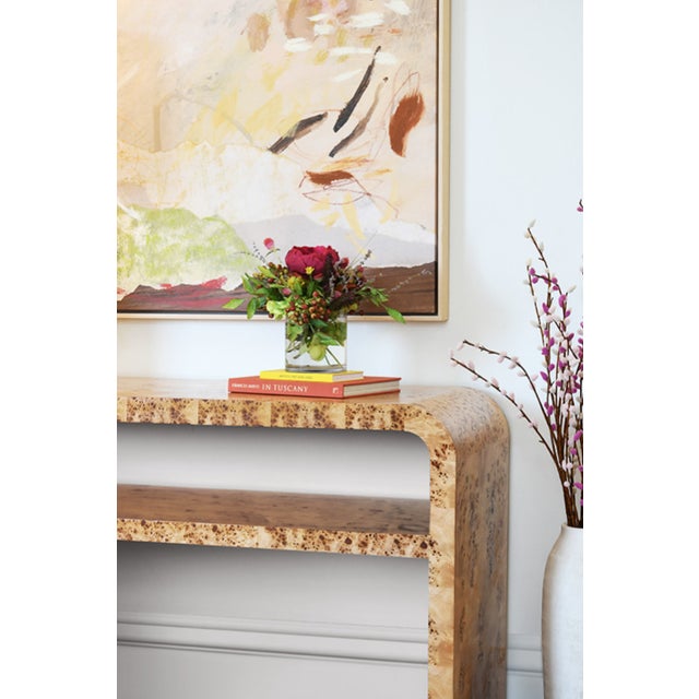 Worlds Away Matthew Izzo Home Marshall Burlwood Waterfall Edge Console Tables For Sale - Image 4 of 6