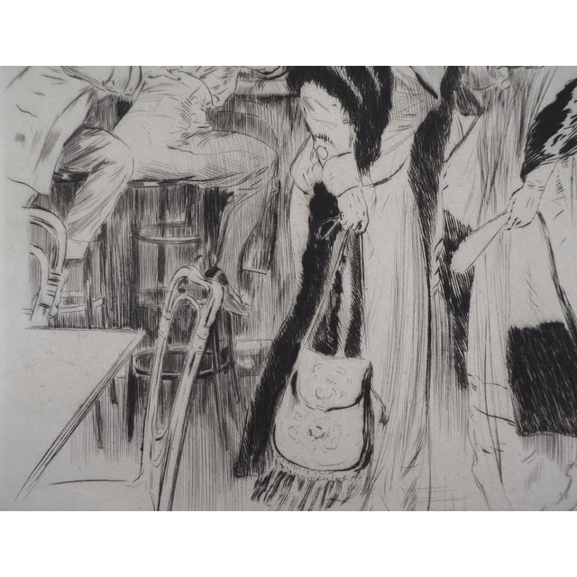 Alméry Lobel-Riche, At the Café, Original Engraving For Sale - Image 5 of 8