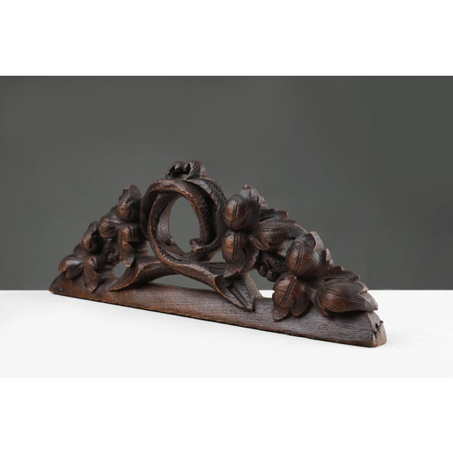 Antique Oak Pediment with Hand-Carved Oak Leaves, 1850 For Sale - Image 6 of 11