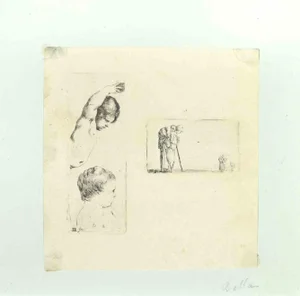Stefano Della Bella, Two Studies of Children, Etching, 17th Century