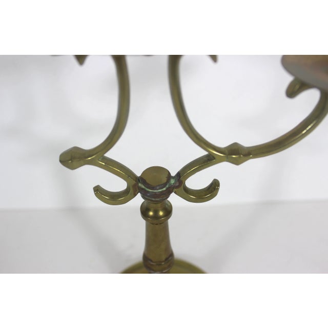Vintage Brass Three Arm Candelabra For Sale - Image 6 of 8