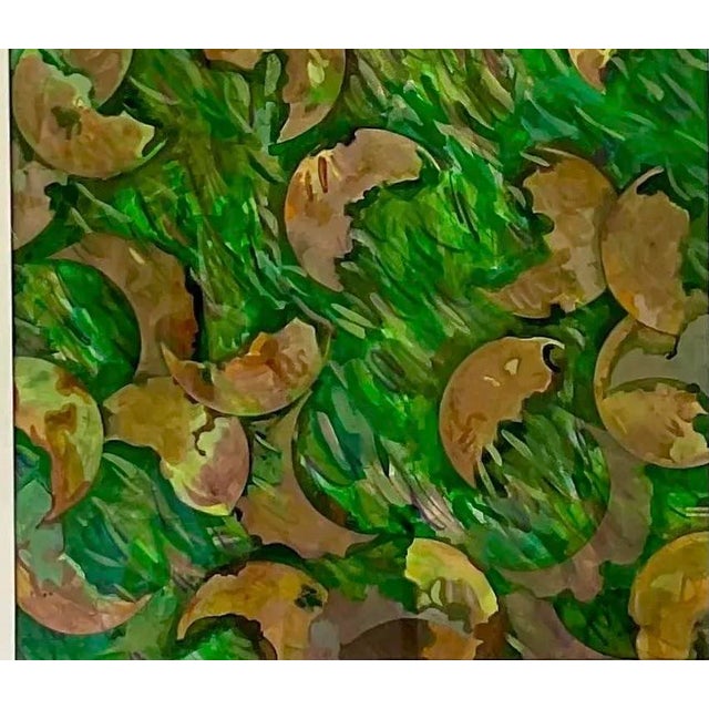 Wood Vintage Boho Original Abstract Oil Painting on Paper For Sale - Image 7 of 12