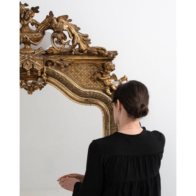 19th Century France Baroque Gold Wood Full-length & Floor Mirrors For Sale - Image 10 of 10