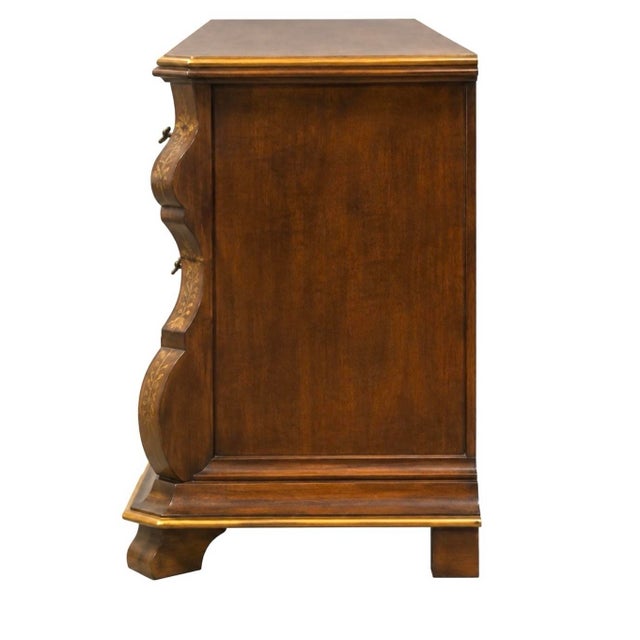 1970s Dutch Rococo Style Chinoiserie Walnut Serpentine Bombe Chest by White Furniture For Sale - Image 5 of 7