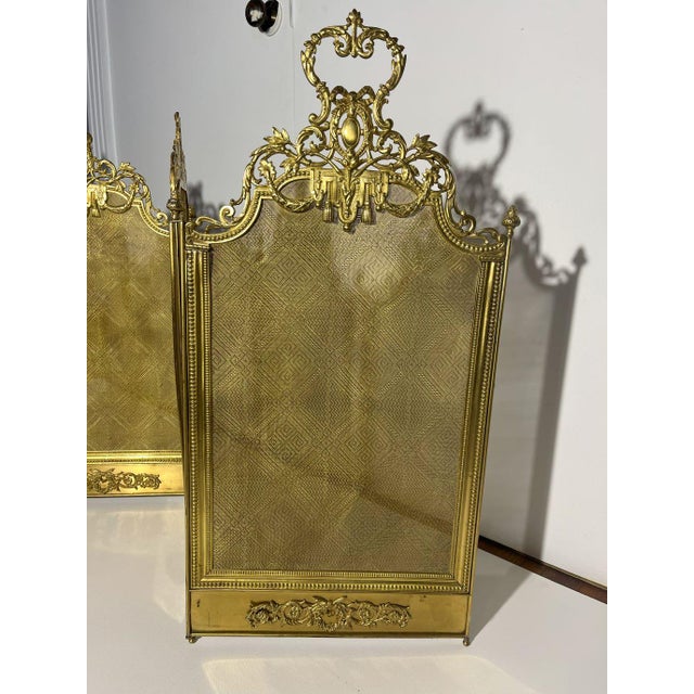 French Antique French Brass 4 Panel Screen For Sale - Image 3 of 6