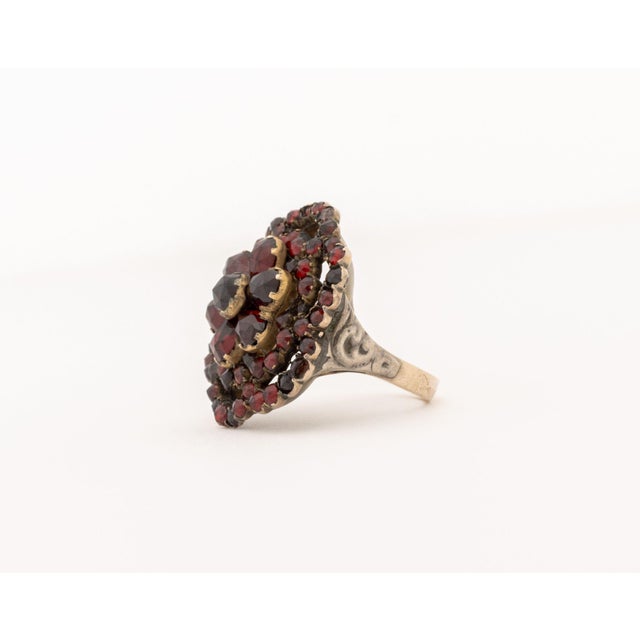 19th Century Victorian Gold, Silver, and Garnet Cluster Ring For Sale - Image 5 of 6
