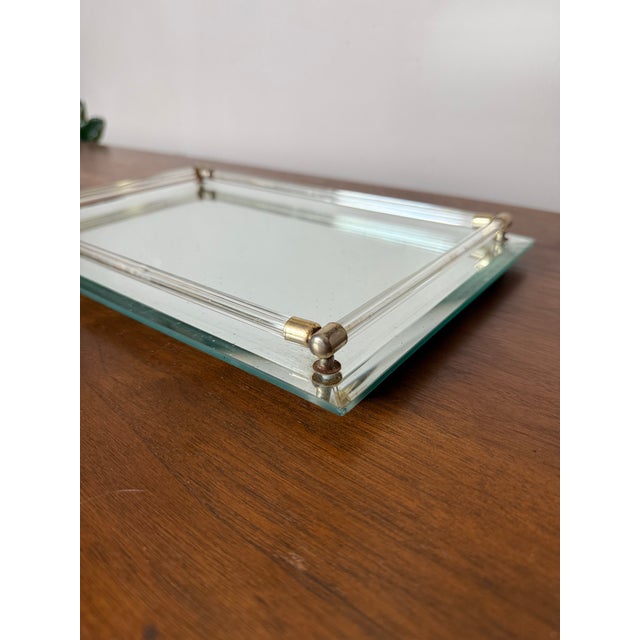 Vintage Glass Mirror and Lucite Vanity Tray For Sale - Image 9 of 12
