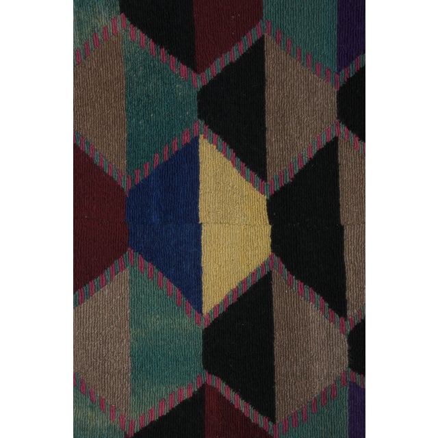 Turkish Colorful Checkered Tulu Rug 4'1'' X 4'8'' For Sale In Philadelphia - Image 6 of 13