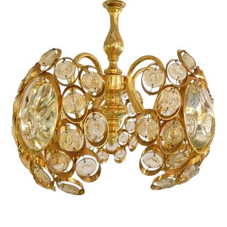 Mid Century Modern Cut Crystal Chandelier by Palwa For Sale