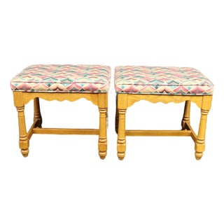 Ethan Allen Contemporary Oak Stools/Ottomans For Sale
