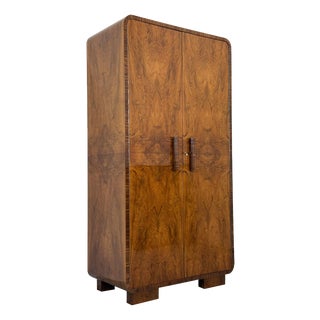 Art Deco Walnut Two-Door Wardrobe, 1930s For Sale