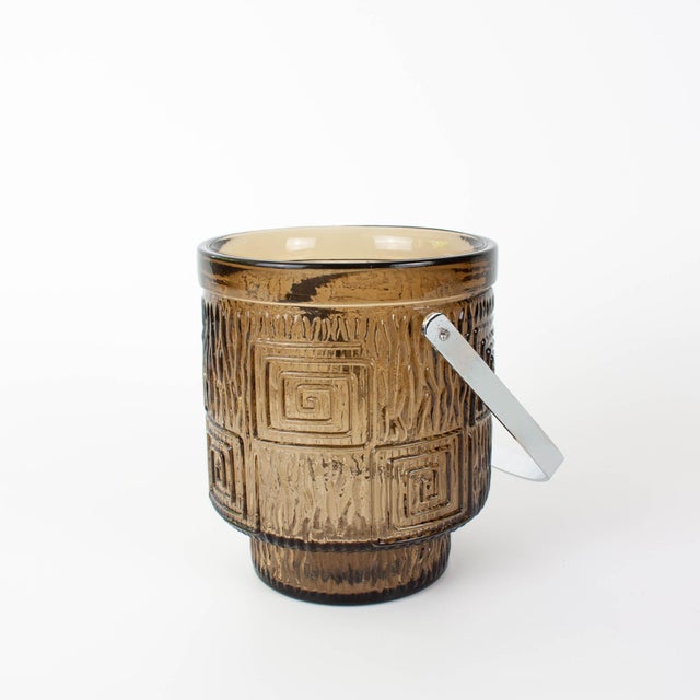 1970s Vintage Portuguese Brown Glass Ice Bucket, 1970s For Sale - Image 5 of 17