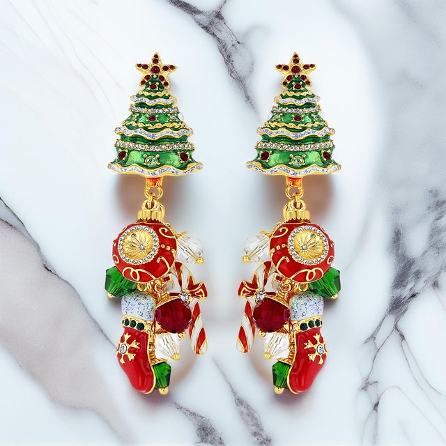2020s Ritzy Couture DeLuxe Christmas Tree Earrings Holiday Charm 22k Gold Plated, A Pair For Sale - Image 5 of 10