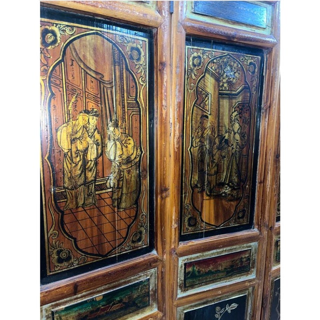 Early 20th Century Early 20th Century 6-Panel Bamboo Chinese Screen For Sale - Image 5 of 7