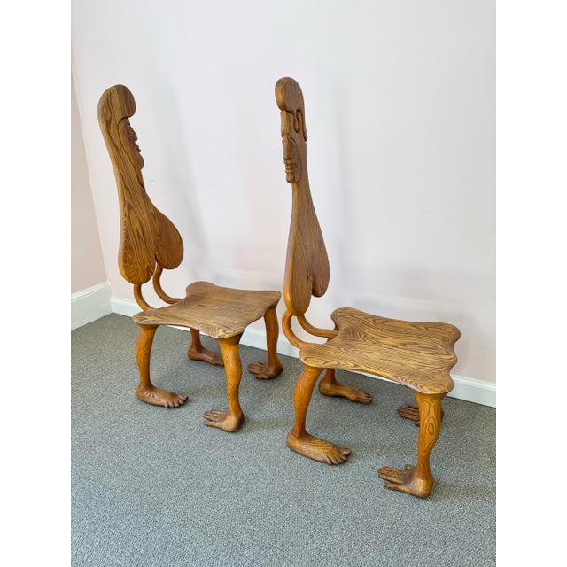 Pair of 1980 Andrew Willner Figure Chairs/Signed and Dated For Sale - Image 10 of 12