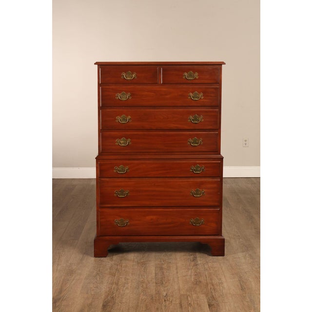 Henkel Harris Chippendale Style Cherry Tall Chest For Sale - Image 15 of 18